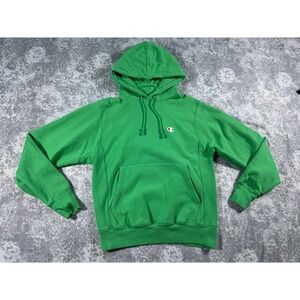 Champion Reverse Weave Hoodie Mens Small Green Pullover Sweatshirt Logo S